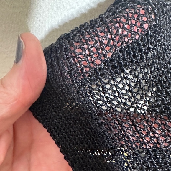 Ines De la Fressange Paris Uni Glo Linen Blend Open Front Black Cardigan S - Picture 2 of 7